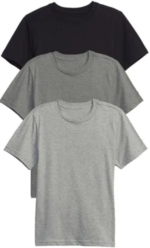 Galaxy by Harvic 3 Pack Boys Short Sleeve Crewneck Solid T-Shirt, Soft Cotton Blend with Ribbed Crew Neckline Tee