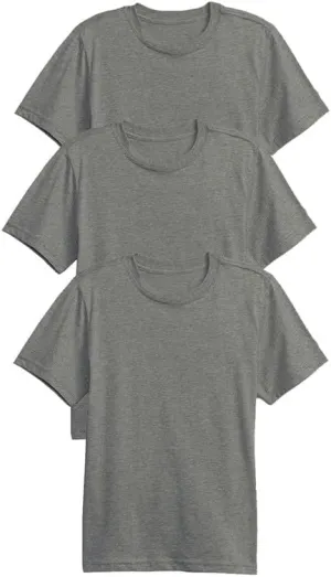 Galaxy by Harvic 3 Pack Boys Short Sleeve Crewneck Solid T-Shirt, Soft Cotton Blend with Ribbed Crew Neckline Tee