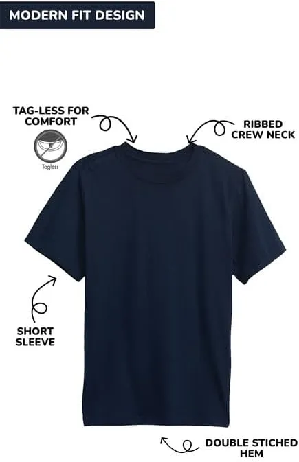 Galaxy by Harvic 3 Pack Boys Short Sleeve Crewneck Solid T-Shirt, Soft Cotton Blend with Ribbed Crew Neckline Tee
