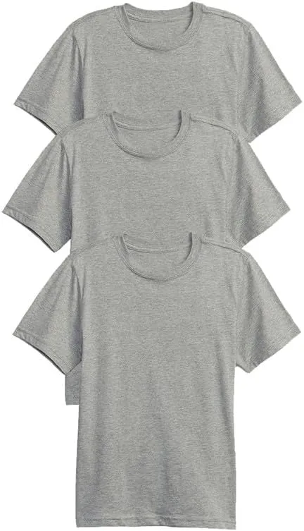 Galaxy by Harvic 3 Pack Boys Short Sleeve Crewneck Solid T-Shirt, Soft Cotton Blend with Ribbed Crew Neckline Tee