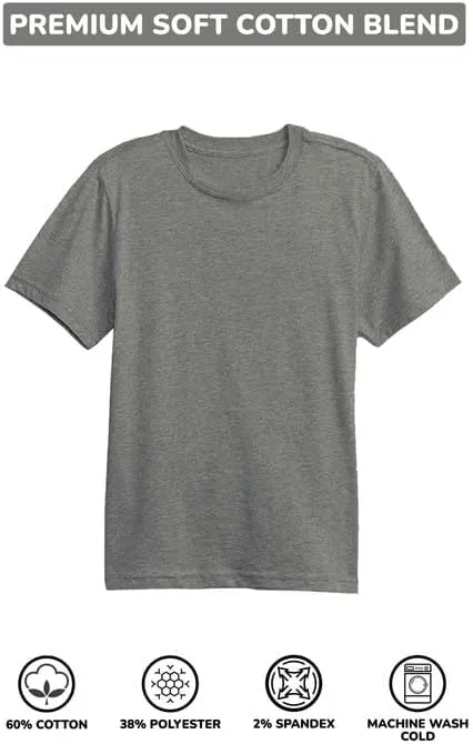 Galaxy by Harvic 3 Pack Boys Short Sleeve Crewneck Solid T-Shirt, Soft Cotton Blend with Ribbed Crew Neckline Tee