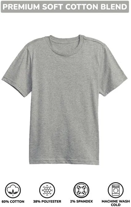 Galaxy by Harvic 3 Pack Boys Short Sleeve Crewneck Solid T-Shirt, Soft Cotton Blend with Ribbed Crew Neckline Tee