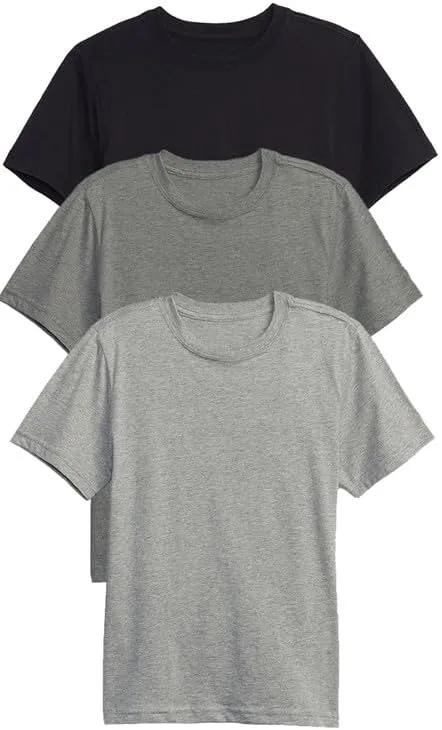 Galaxy by Harvic 3 Pack Boys Short Sleeve Crewneck Solid T-Shirt, Soft Cotton Blend with Ribbed Crew Neckline Tee