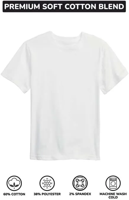 Galaxy by Harvic 3 Pack Boys Short Sleeve Crewneck Solid T-Shirt, Soft Cotton Blend with Ribbed Crew Neckline Tee