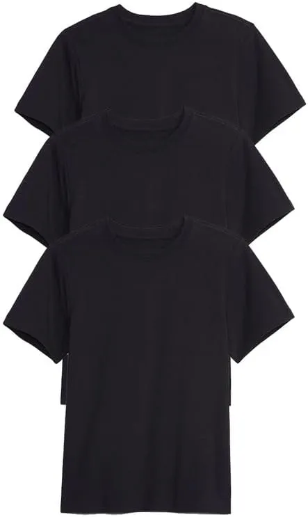 Galaxy by Harvic 3 Pack Boys Short Sleeve Crewneck Solid T-Shirt, Soft Cotton Blend with Ribbed Crew Neckline Tee