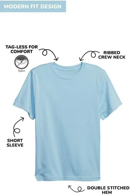 Galaxy by Harvic 3 Pack Boys Short Sleeve Crewneck Solid T-Shirt, Soft Cotton Blend with Ribbed Crew Neckline Tee