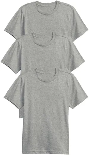 Galaxy by Harvic 3 Pack Boys Short Sleeve Crewneck Solid T-Shirt, Soft Cotton Blend with Ribbed Crew Neckline Tee