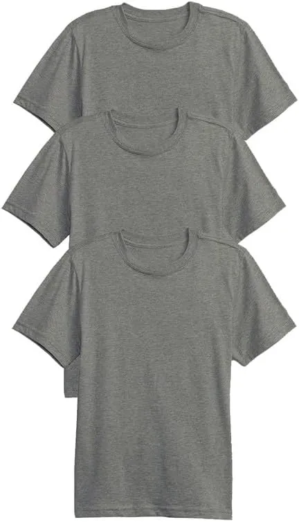 Galaxy by Harvic 3 Pack Boys Short Sleeve Crewneck Solid T-Shirt, Soft Cotton Blend with Ribbed Crew Neckline Tee