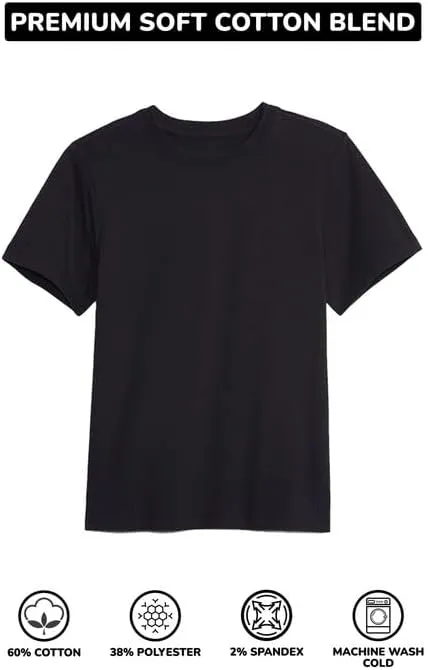 Galaxy by Harvic 3 Pack Boys Short Sleeve Crewneck Solid T-Shirt, Soft Cotton Blend with Ribbed Crew Neckline Tee