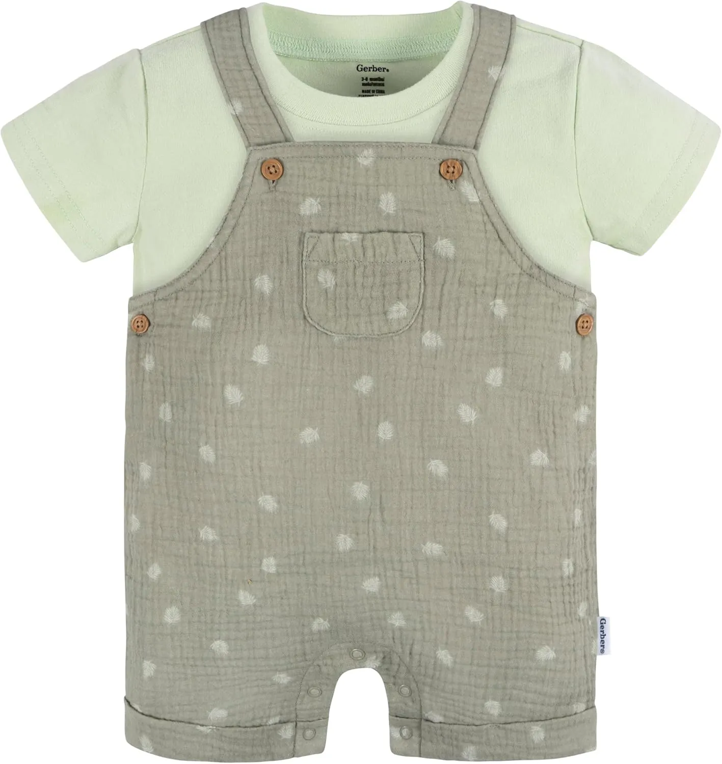 Gerber Baby Gauze Overall Romper and T-Shirt Set