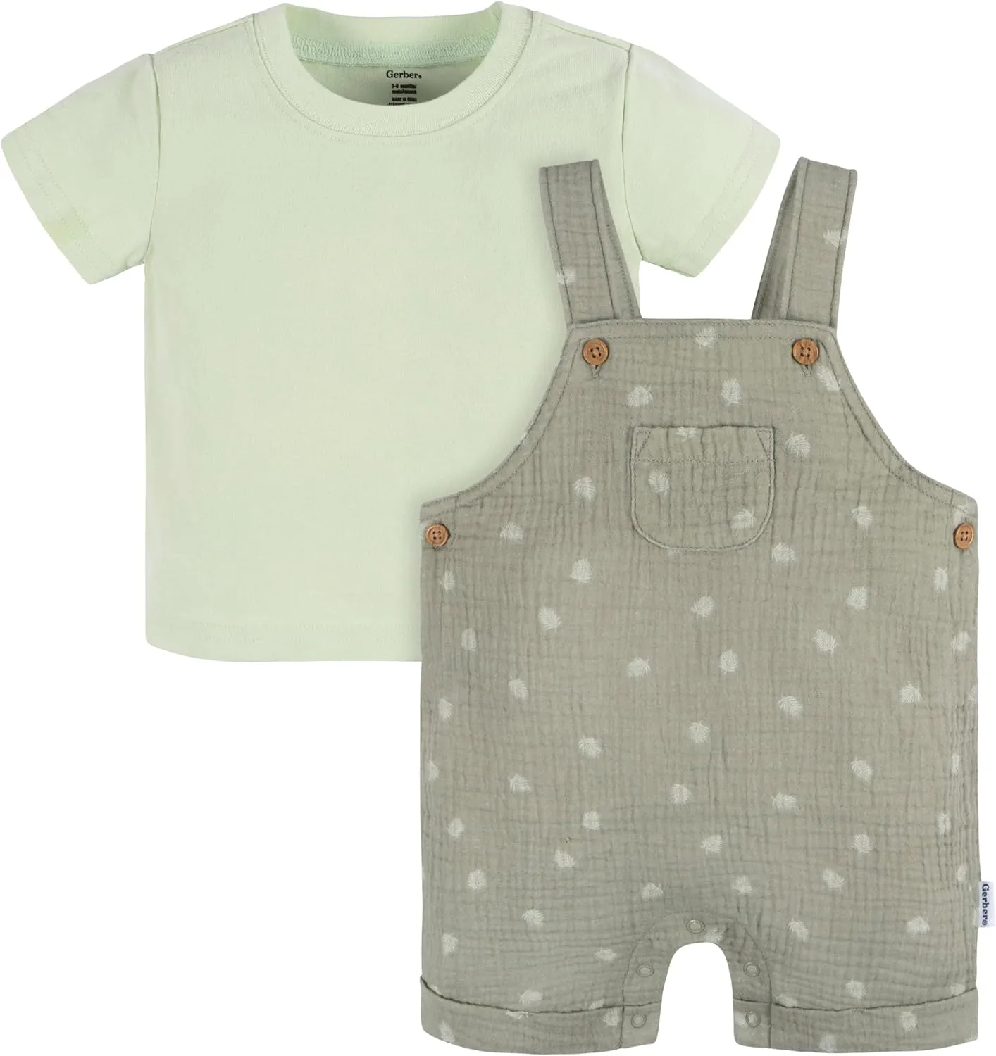 Gerber Baby Gauze Overall Romper and T-Shirt Set