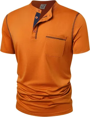 Hardaddy Men's Short Sleeve Henley Shirts Casual Summer Lightweight Button Henley Solid T-Shirt Tops