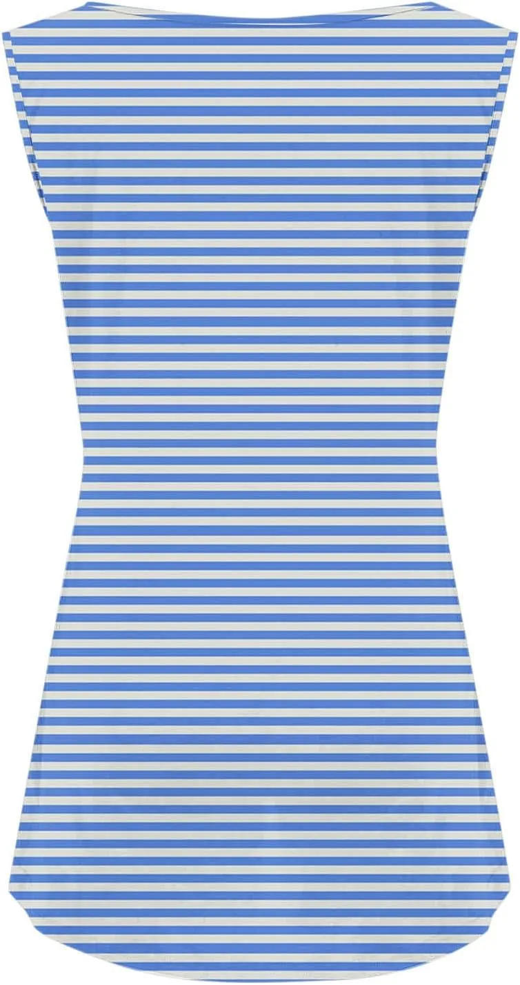 HGps8w Plus Size Casual Striped Tank Top for Women Trendy Summer Sleeveless Crewneck Loose Fit Going Out Tunic Tee Shirts