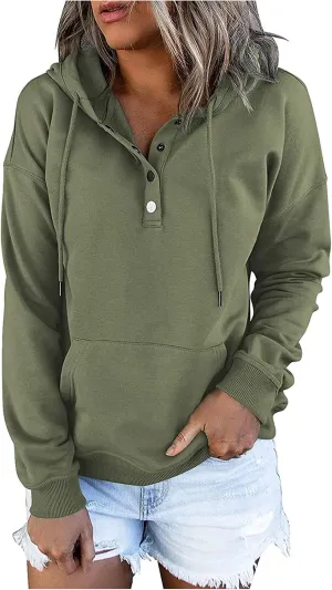 Hoodies For Women 2023 Drawstring Long Sleeve Hoodies Tops Casual Pullover Sweatshirt Fall Loose Fit Clothes With Pocket