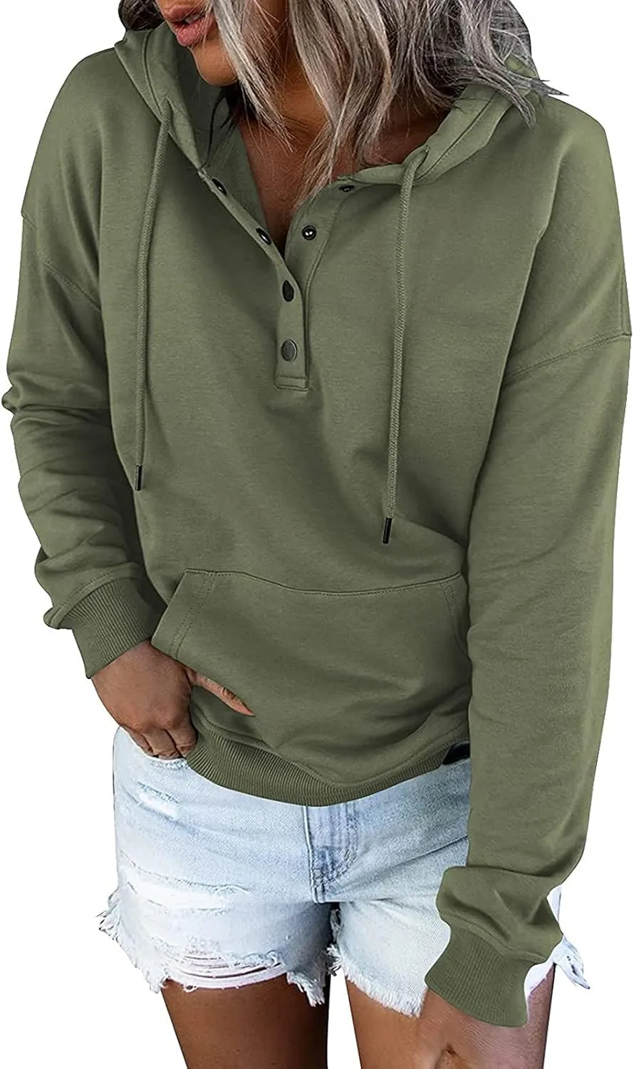 Hoodies For Women 2023 Drawstring Long Sleeve Hoodies Tops Casual Pullover Sweatshirt Fall Loose Fit Clothes With Pocket
