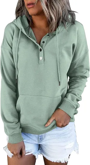 Hoodies For Women 2023 Drawstring Long Sleeve Hoodies Tops Casual Pullover Sweatshirt Fall Loose Fit Clothes With Pocket