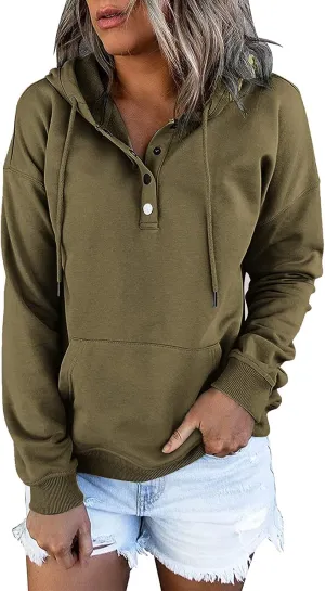 Hoodies For Women 2023 Drawstring Long Sleeve Hoodies Tops Casual Pullover Sweatshirt Fall Loose Fit Clothes With Pocket
