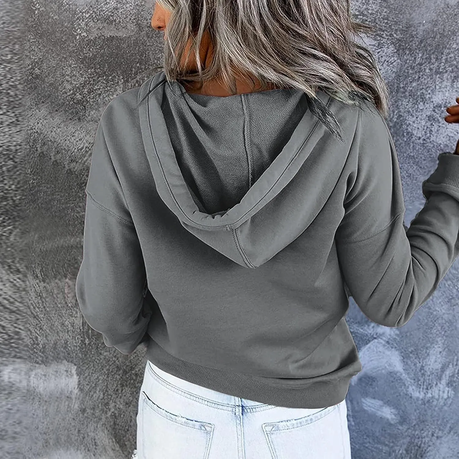 Hoodies For Women 2023 Drawstring Long Sleeve Hoodies Tops Casual Pullover Sweatshirt Fall Loose Fit Clothes With Pocket