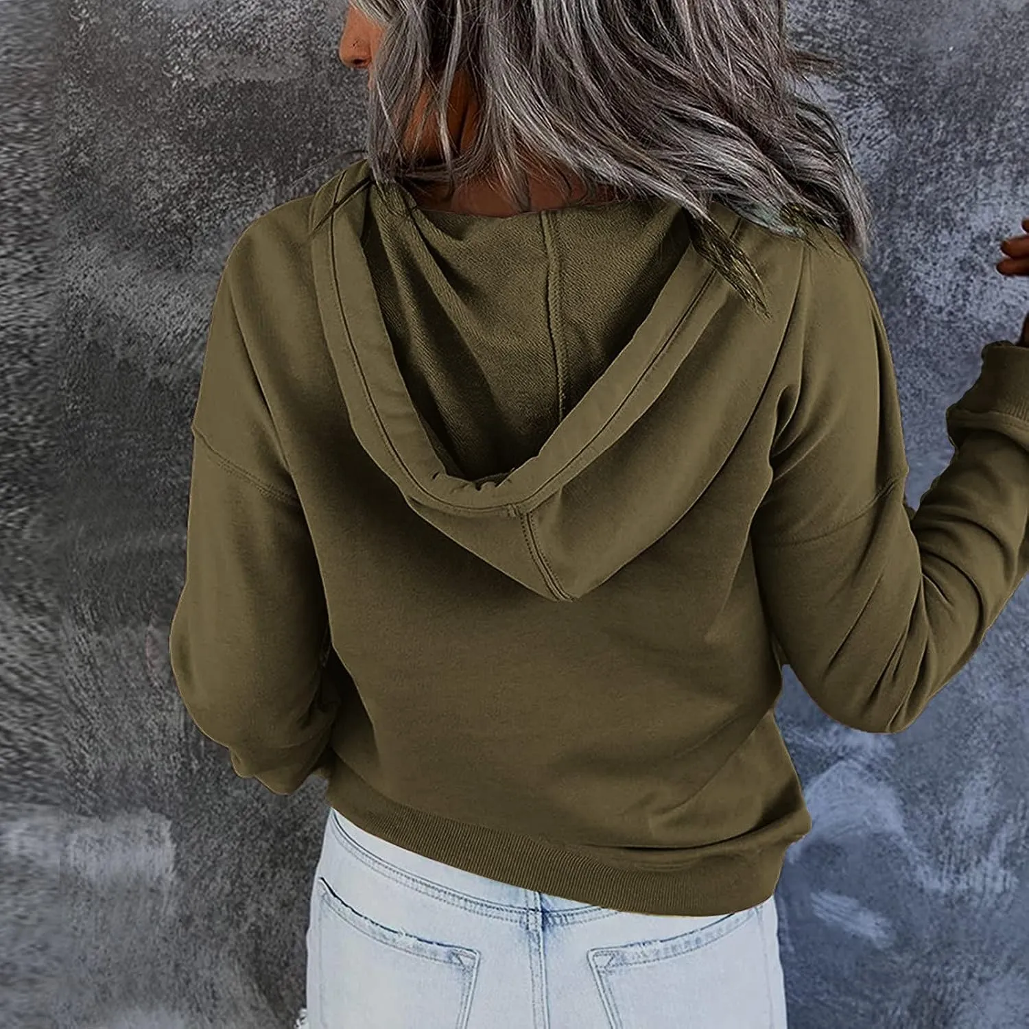 Hoodies For Women 2023 Drawstring Long Sleeve Hoodies Tops Casual Pullover Sweatshirt Fall Loose Fit Clothes With Pocket