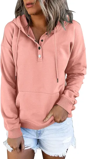 Hoodies For Women 2023 Drawstring Long Sleeve Hoodies Tops Casual Pullover Sweatshirt Fall Loose Fit Clothes With Pocket