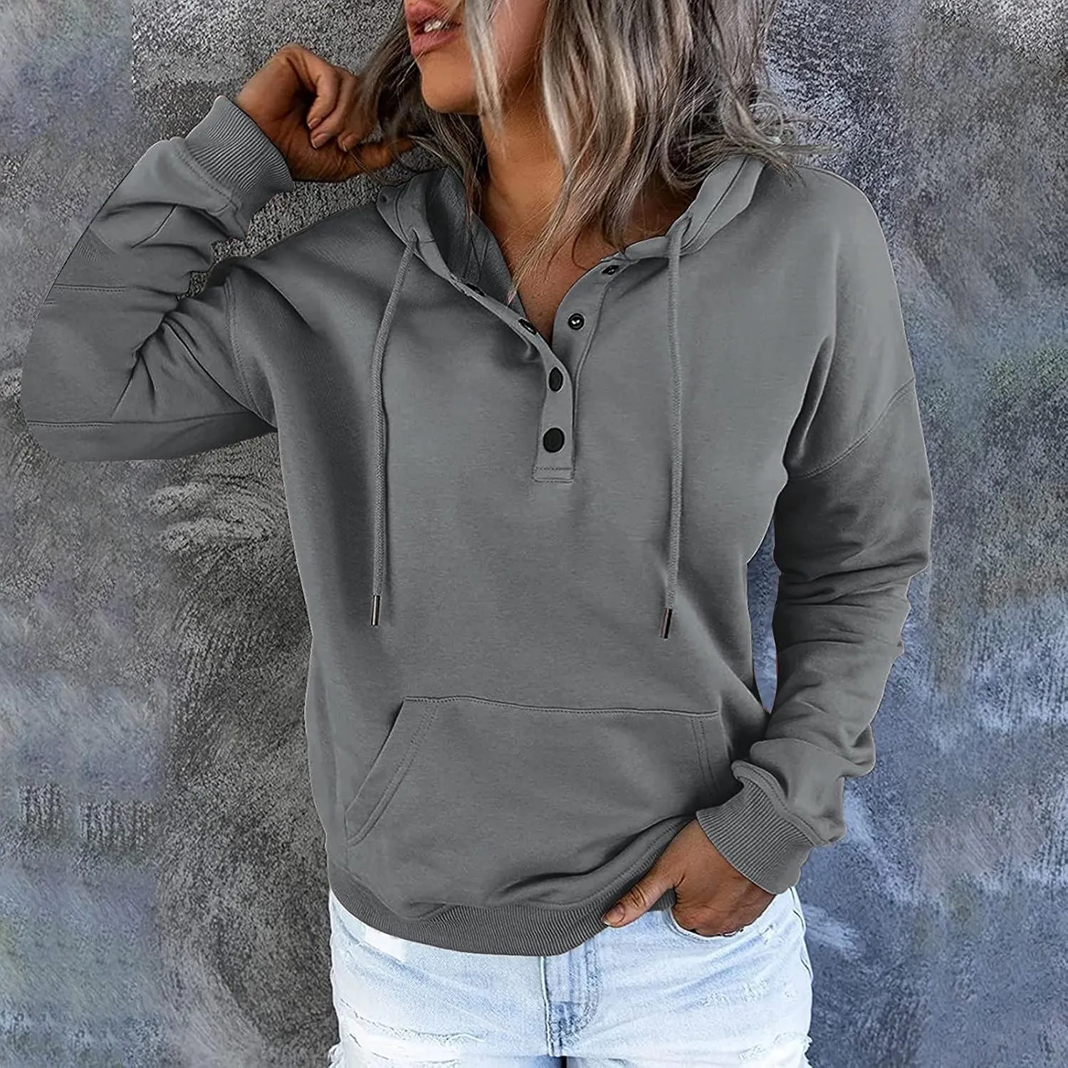 Hoodies For Women 2023 Drawstring Long Sleeve Hoodies Tops Casual Pullover Sweatshirt Fall Loose Fit Clothes With Pocket