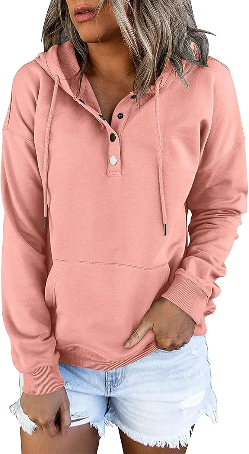 Hoodies For Women 2023 Drawstring Long Sleeve Hoodies Tops Casual Pullover Sweatshirt Fall Loose Fit Clothes With Pocket