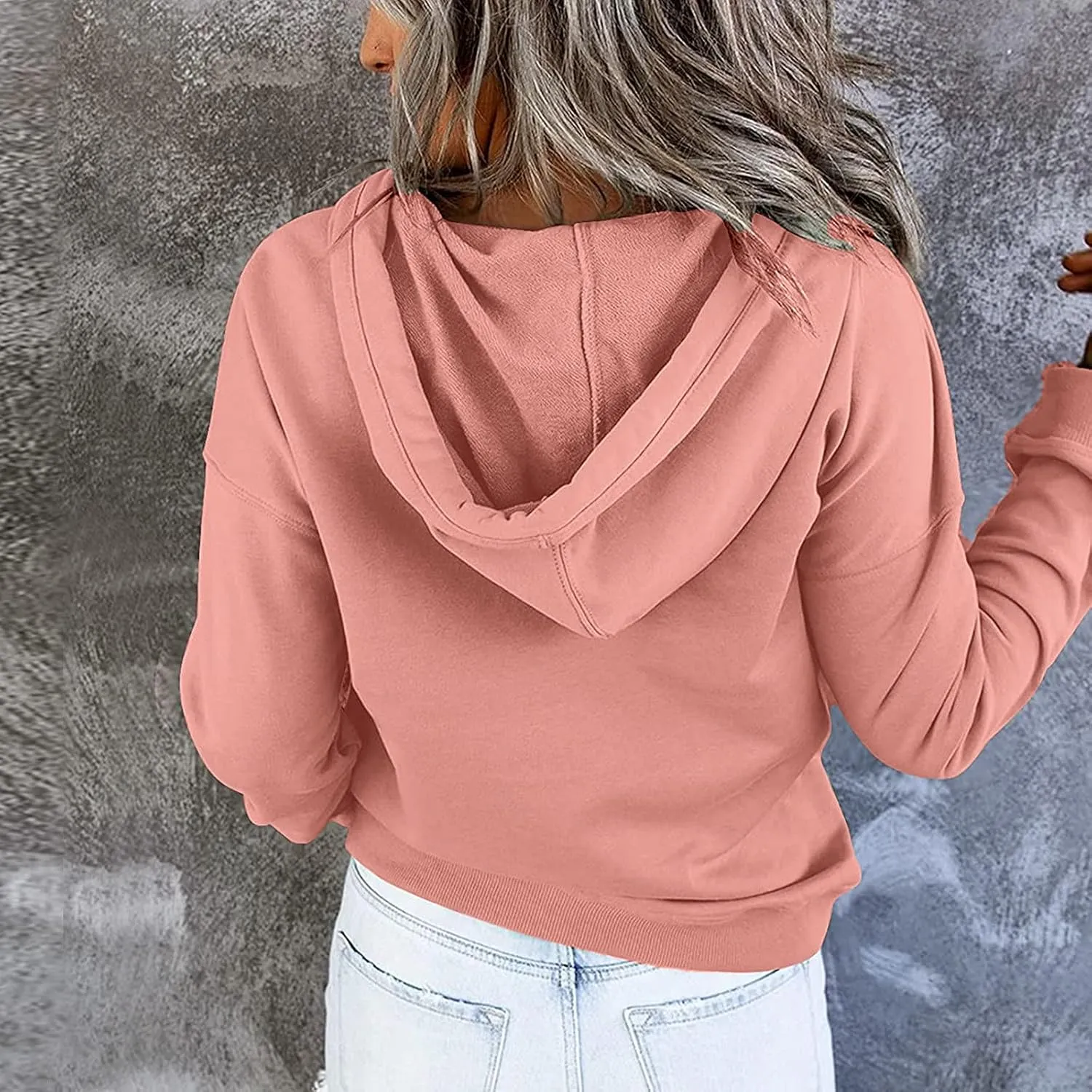 Hoodies For Women 2023 Drawstring Long Sleeve Hoodies Tops Casual Pullover Sweatshirt Fall Loose Fit Clothes With Pocket