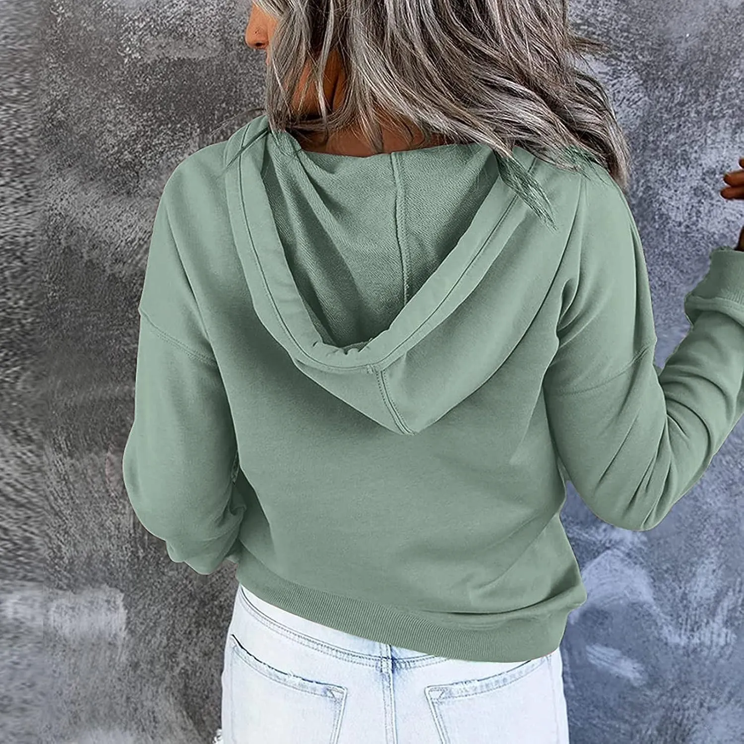 Hoodies For Women 2023 Drawstring Long Sleeve Hoodies Tops Casual Pullover Sweatshirt Fall Loose Fit Clothes With Pocket