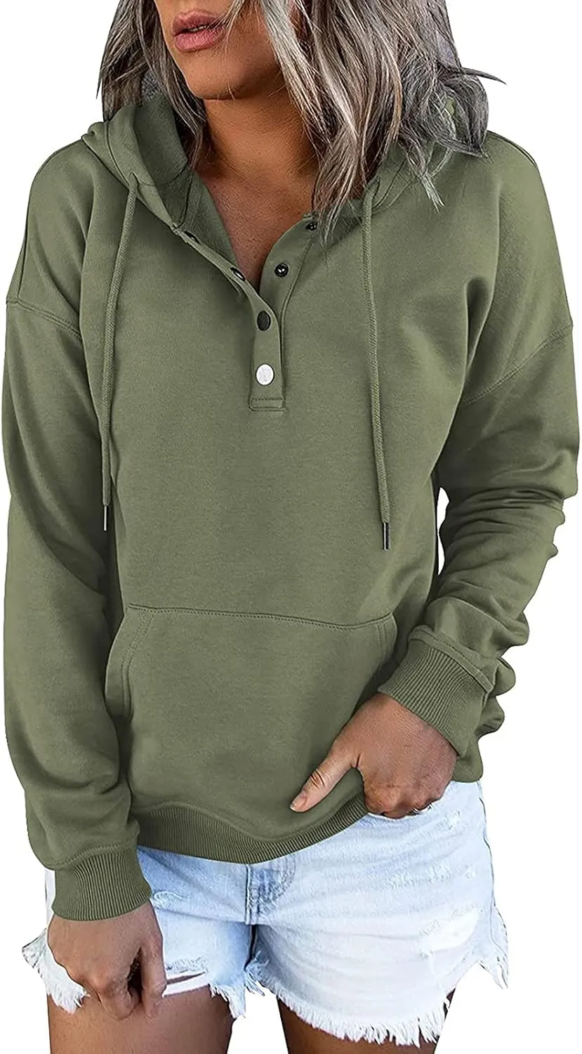 Hoodies For Women 2023 Drawstring Long Sleeve Hoodies Tops Casual Pullover Sweatshirt Fall Loose Fit Clothes With Pocket
