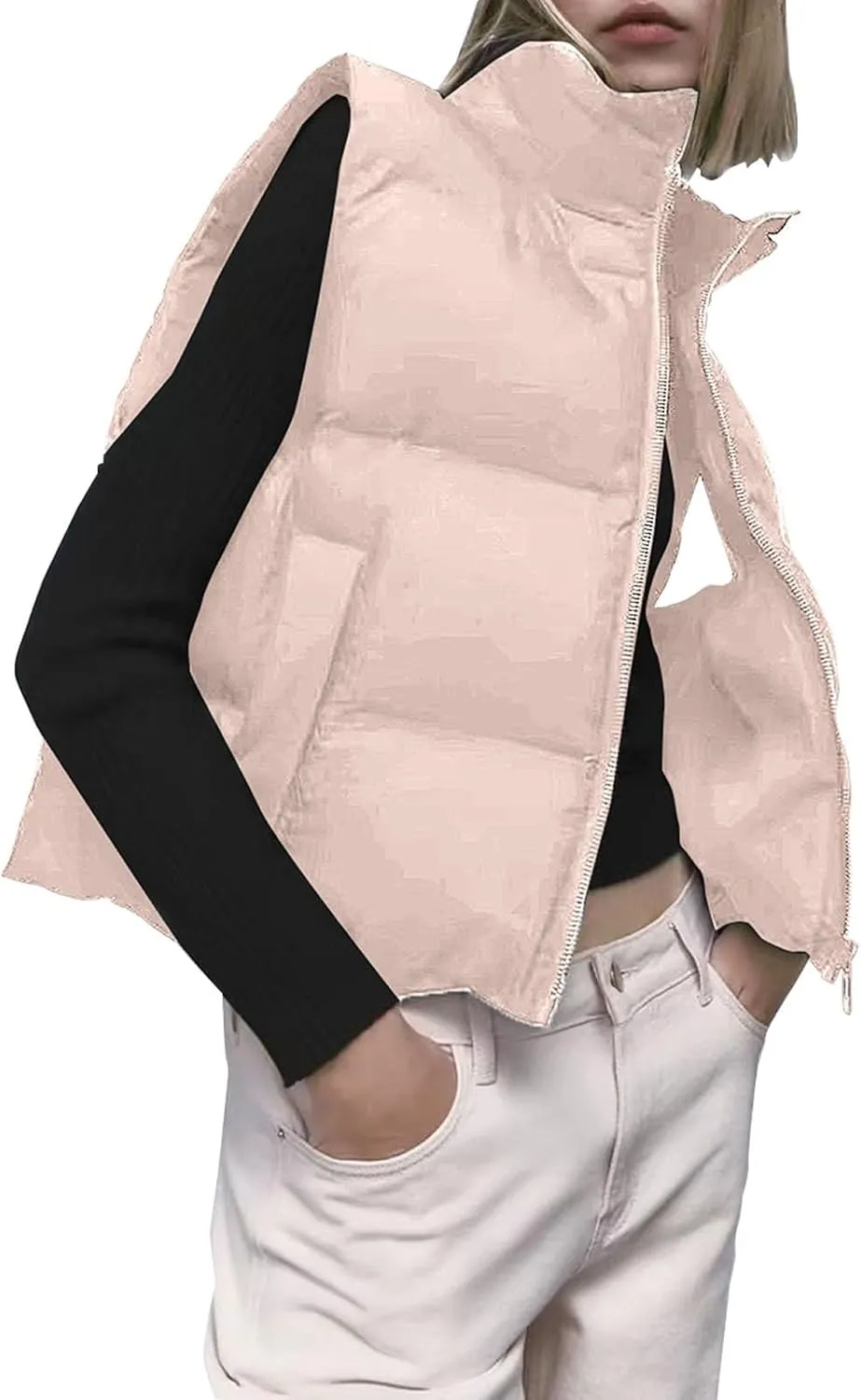iQKA Women Men Camo Down Jacket Unisex Long Sleeve Glossy Camouflage Zipper Coat with Pockets Oversized Puffer Jackets S-5XL