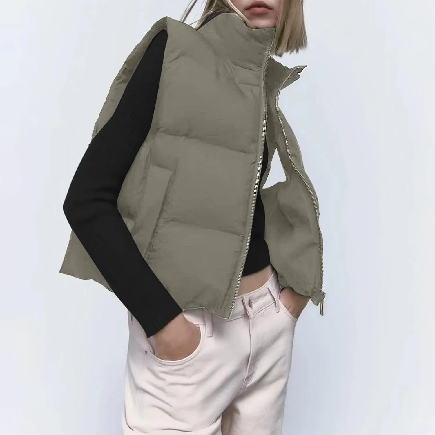 iQKA Women Men Camo Down Jacket Unisex Long Sleeve Glossy Camouflage Zipper Coat with Pockets Oversized Puffer Jackets S-5XL