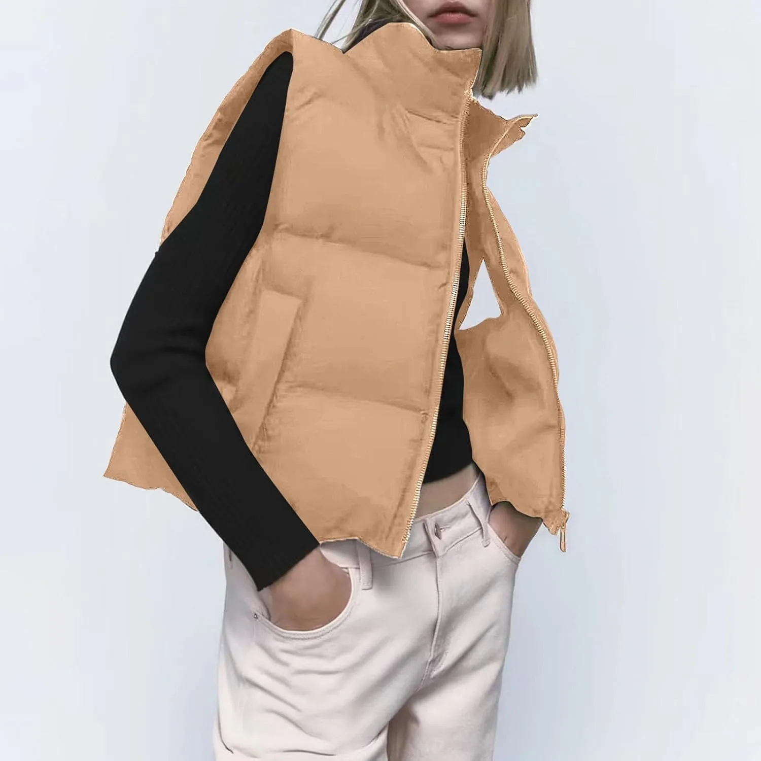 iQKA Women Men Camo Down Jacket Unisex Long Sleeve Glossy Camouflage Zipper Coat with Pockets Oversized Puffer Jackets S-5XL
