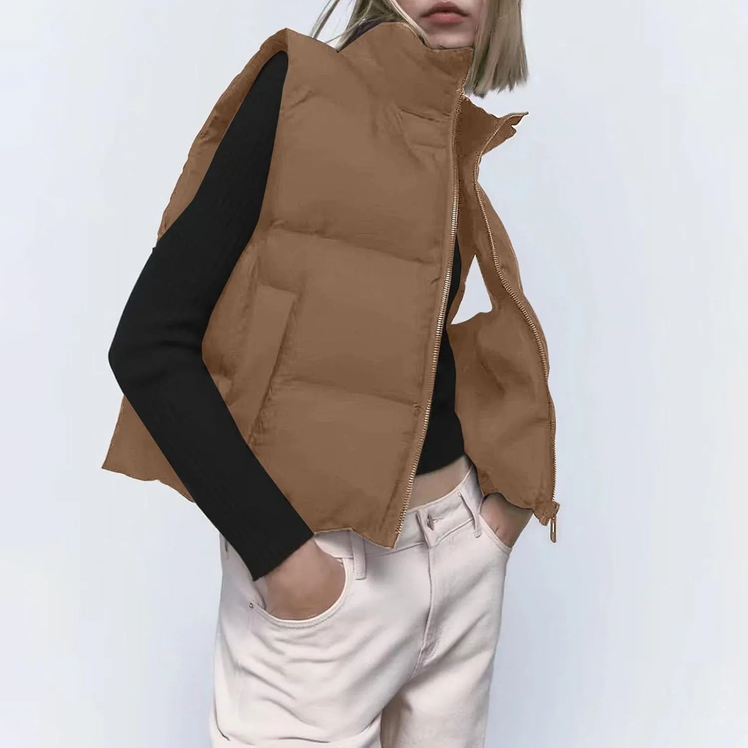 iQKA Women Men Camo Down Jacket Unisex Long Sleeve Glossy Camouflage Zipper Coat with Pockets Oversized Puffer Jackets S-5XL
