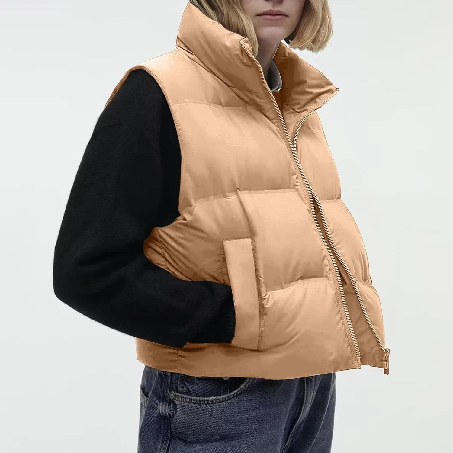 iQKA Women Men Camo Down Jacket Unisex Long Sleeve Glossy Camouflage Zipper Coat with Pockets Oversized Puffer Jackets S-5XL