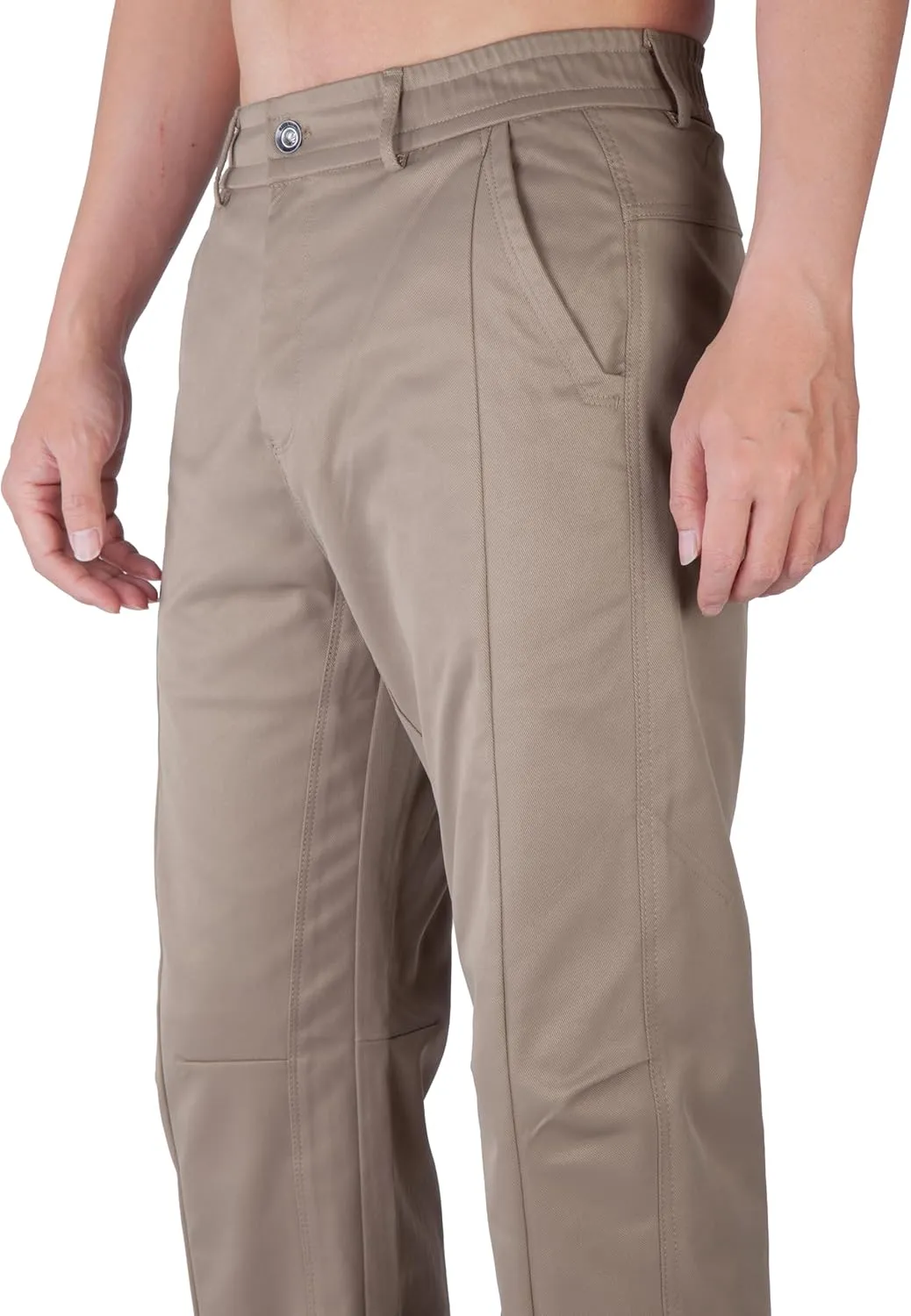 ITALYMORN Elastic Waist Dress Pants for Men with Button Closure Flat Front Chinos Relaxed Fit