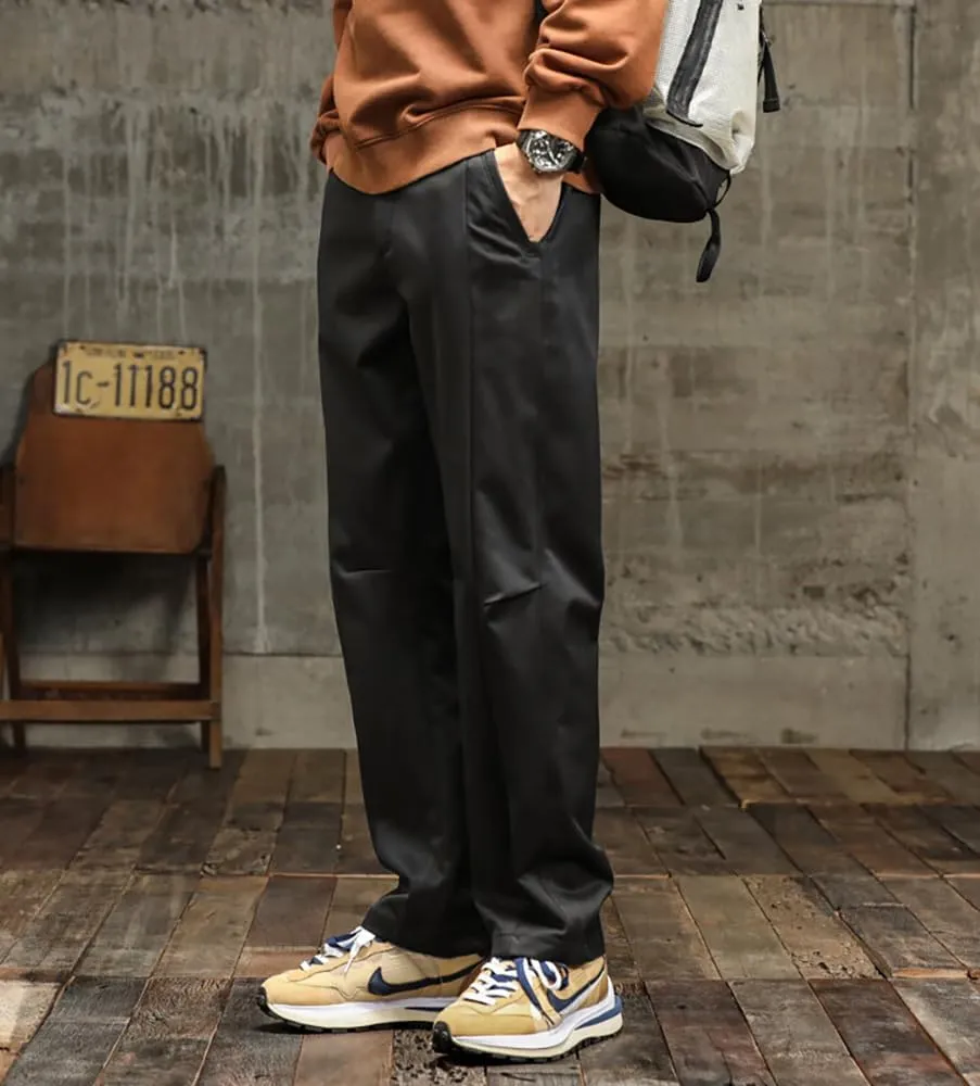 ITALYMORN Elastic Waist Dress Pants for Men with Button Closure Flat Front Chinos Relaxed Fit