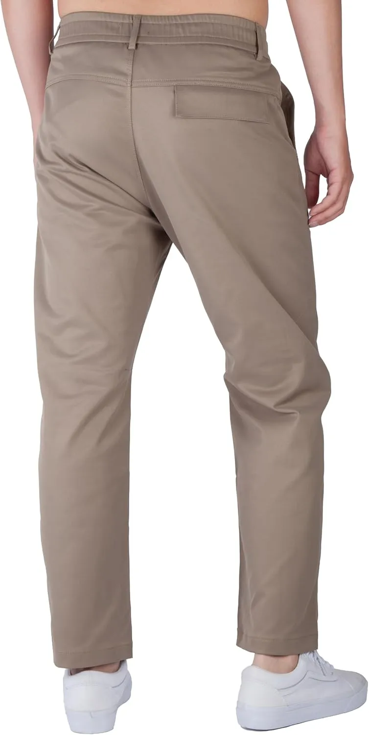 ITALYMORN Elastic Waist Dress Pants for Men with Button Closure Flat Front Chinos Relaxed Fit