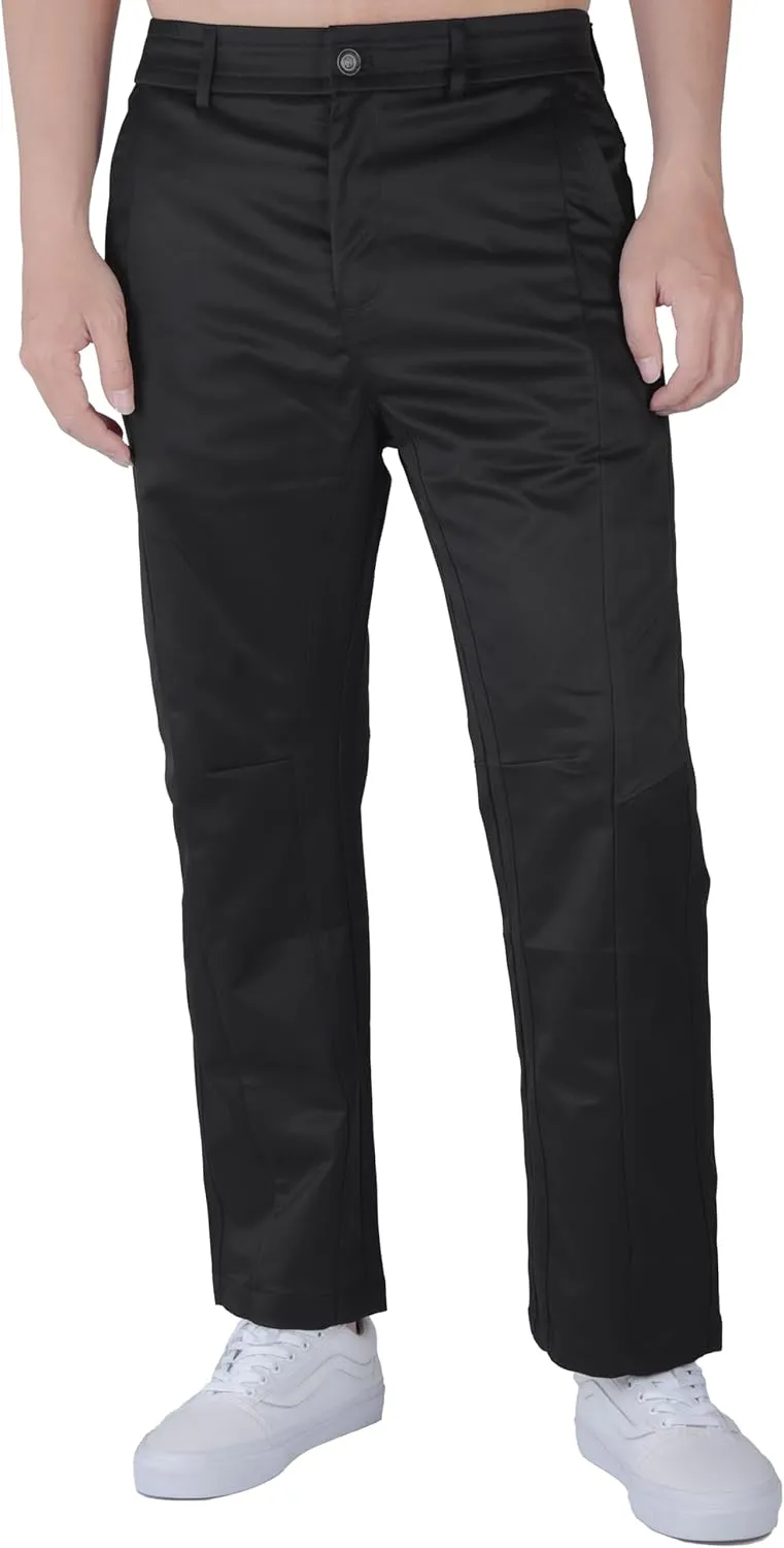ITALYMORN Elastic Waist Dress Pants for Men with Button Closure Flat Front Chinos Relaxed Fit