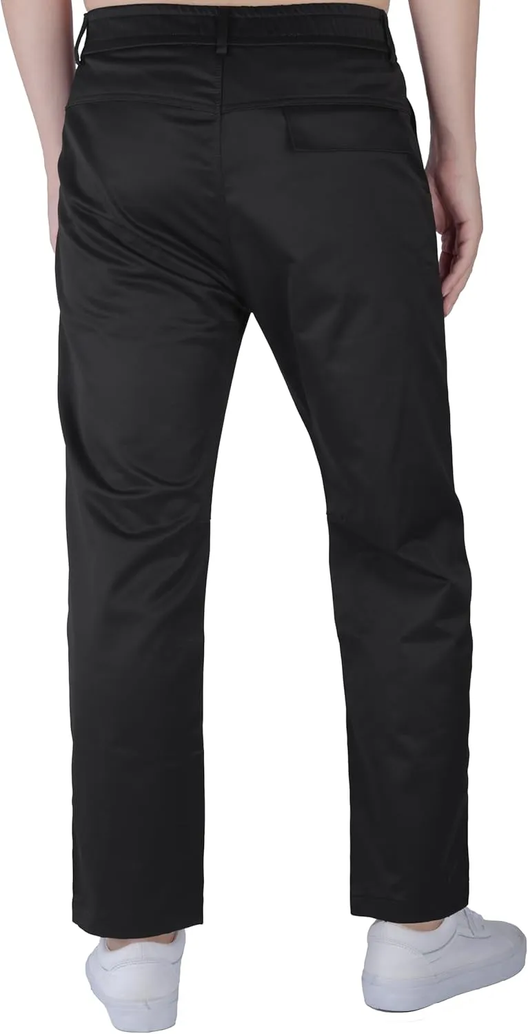 ITALYMORN Elastic Waist Dress Pants for Men with Button Closure Flat Front Chinos Relaxed Fit