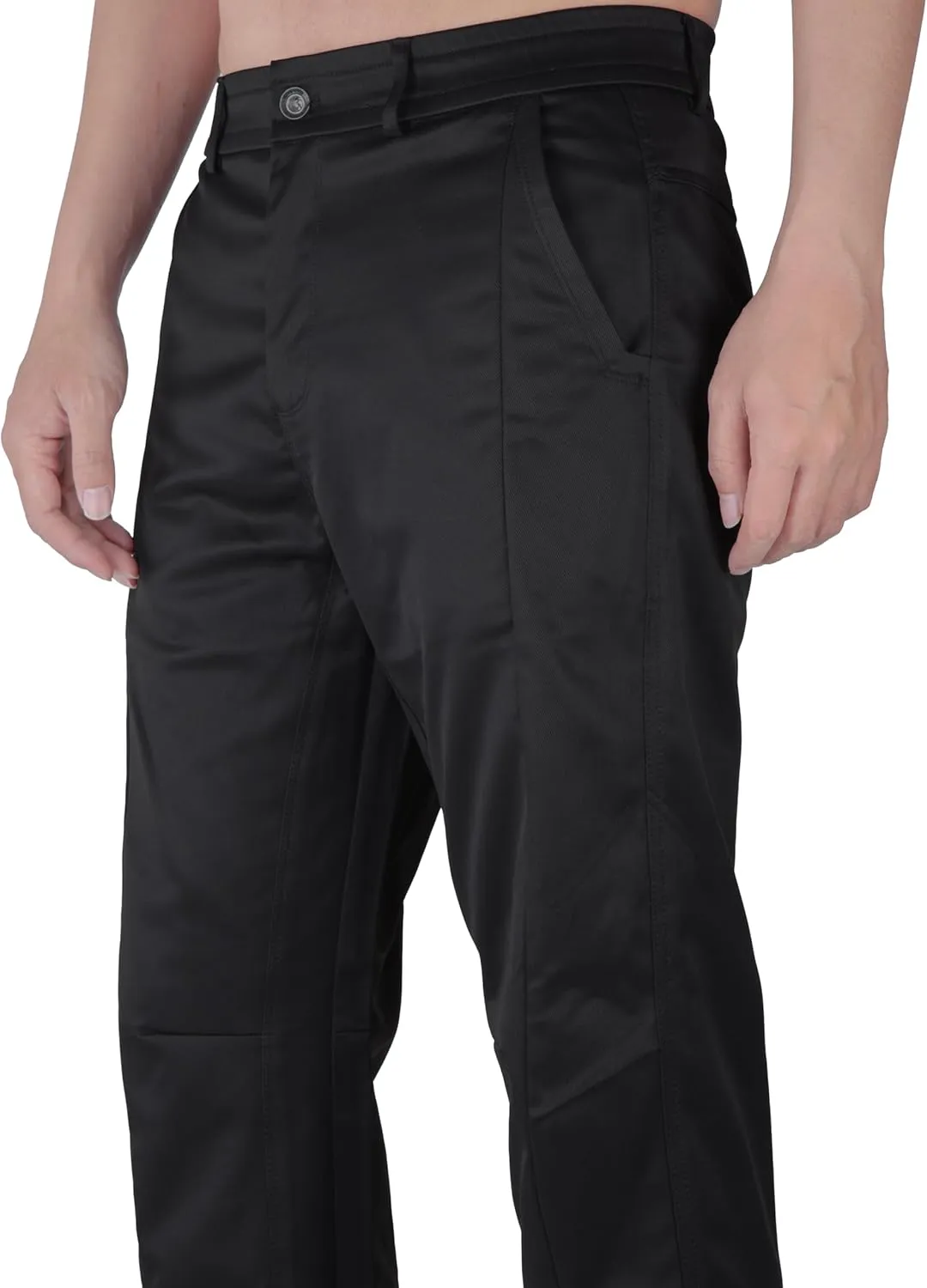 ITALYMORN Elastic Waist Dress Pants for Men with Button Closure Flat Front Chinos Relaxed Fit