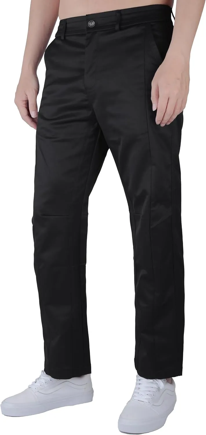 ITALYMORN Elastic Waist Dress Pants for Men with Button Closure Flat Front Chinos Relaxed Fit