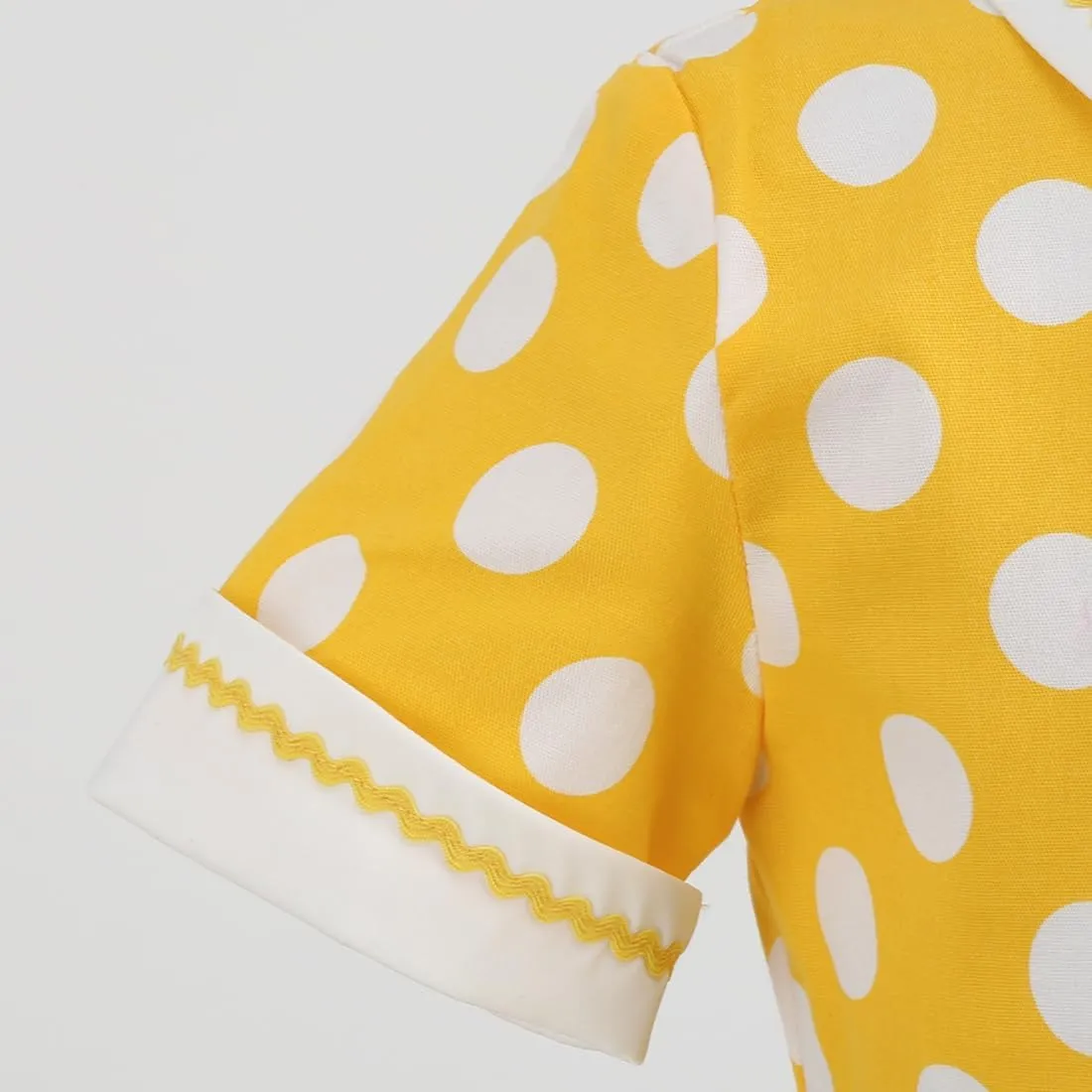 Kids Notch Lapel 50s Dress for Girls Vintage Retro 1950s Polka Dot Dress for Girls 50's Audrey Hepburn Rockabilly Swing Dress