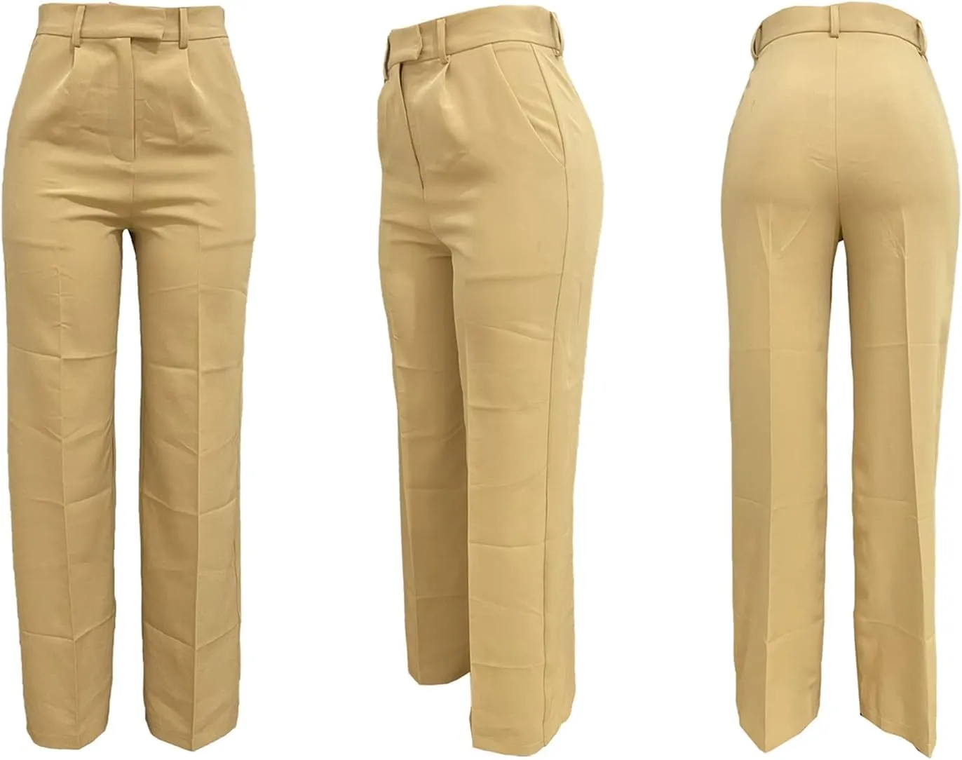 LAJIOJIO High Waist Dress Pants Women Casual,Wide Leg Business Pant Long Trousers with Pockets