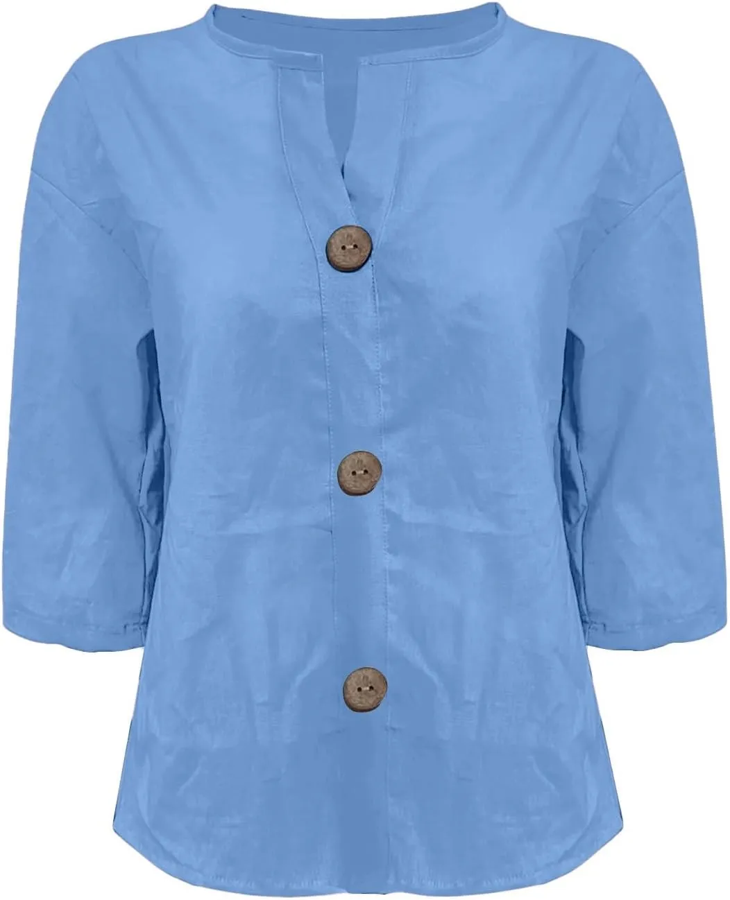 Linen Shirt for Womens Button Down Loose Fit Casual Tunic Tops 2025 Summer Short Sleeve V Neck Trendy Beach T-Shirts