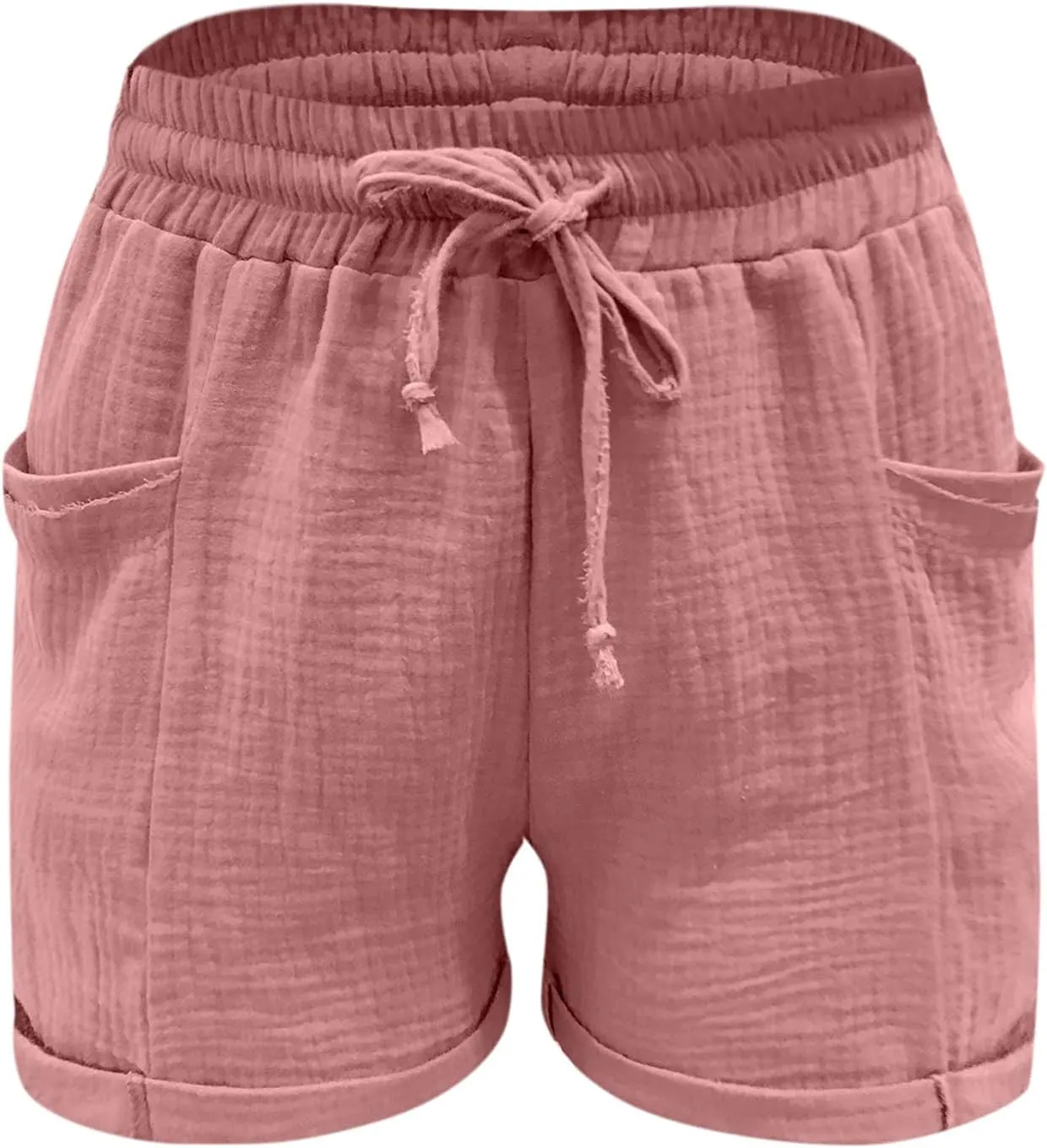 Linen Shorts for Women High Waisted Wide Leg Drawstring Casual Summer Beach Shorts Plus Size Cute Flowy Lounge Shorts