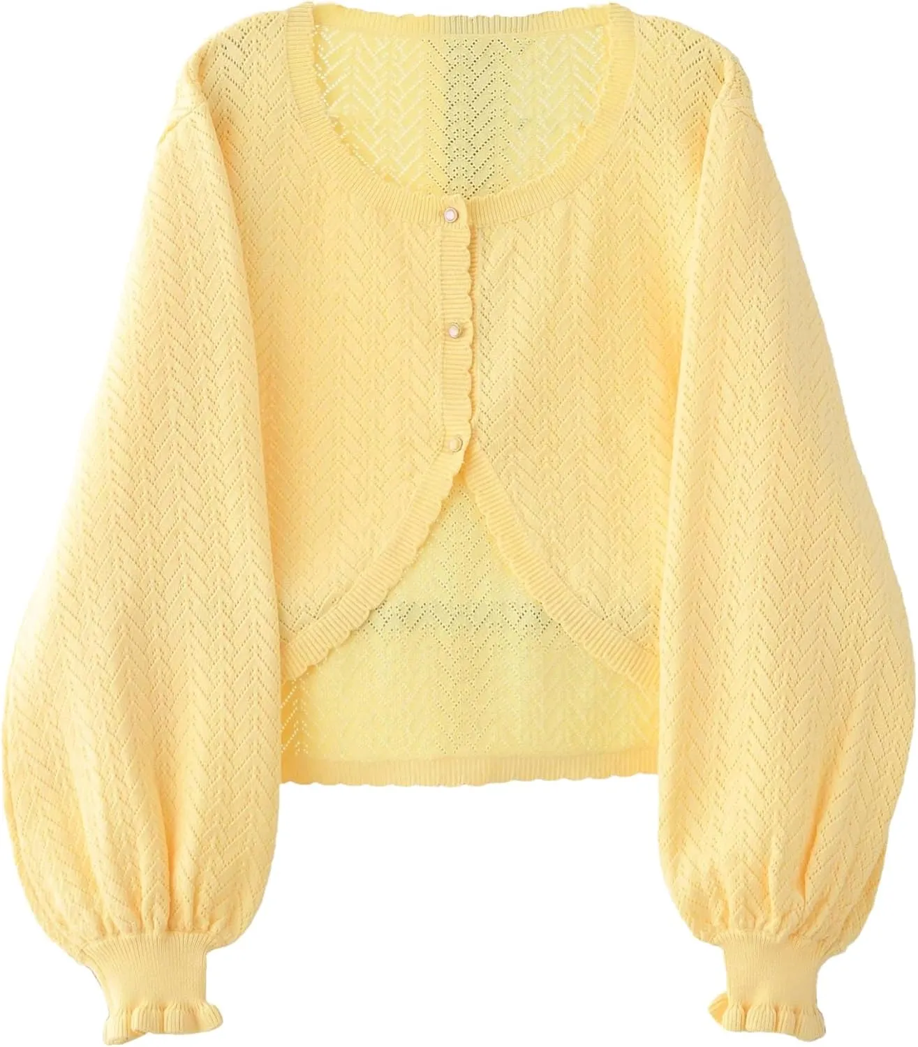 Lolita Short Cardigan Cute Loose Cable Knit Button Up Sweaters Women Teen Vintage Kawaii Open Front Crochet Shrug