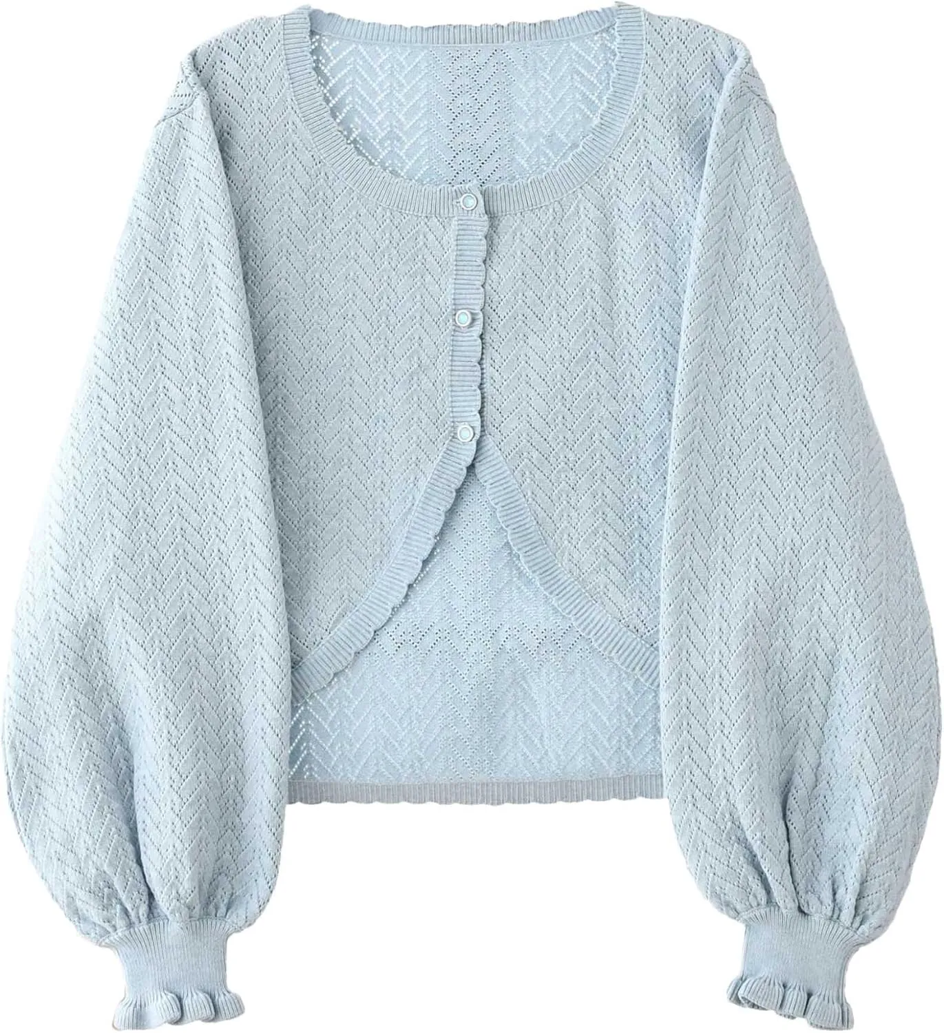 Lolita Short Cardigan Cute Loose Cable Knit Button Up Sweaters Women Teen Vintage Kawaii Open Front Crochet Shrug