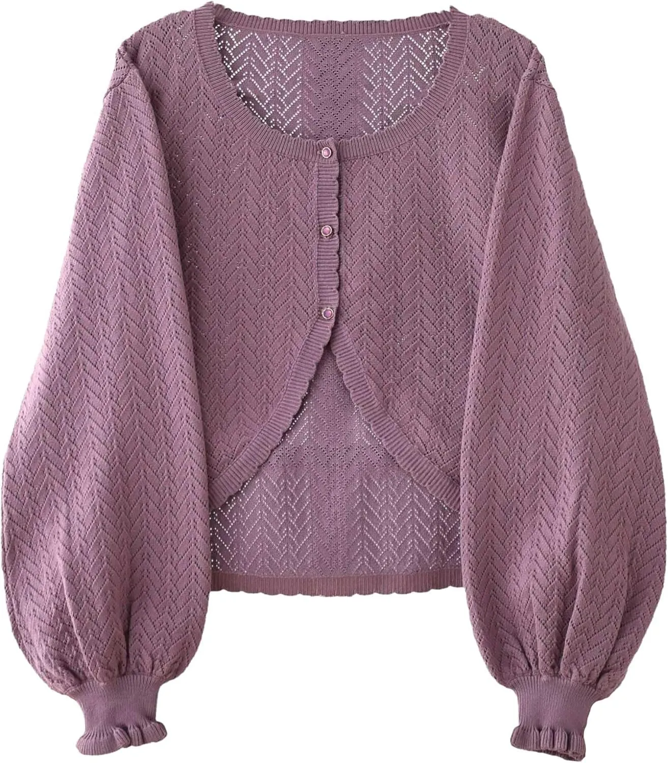 Lolita Short Cardigan Cute Loose Cable Knit Button Up Sweaters Women Teen Vintage Kawaii Open Front Crochet Shrug
