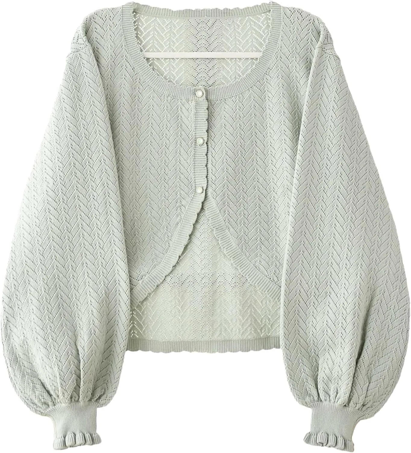 Lolita Short Cardigan Cute Loose Cable Knit Button Up Sweaters Women Teen Vintage Kawaii Open Front Crochet Shrug