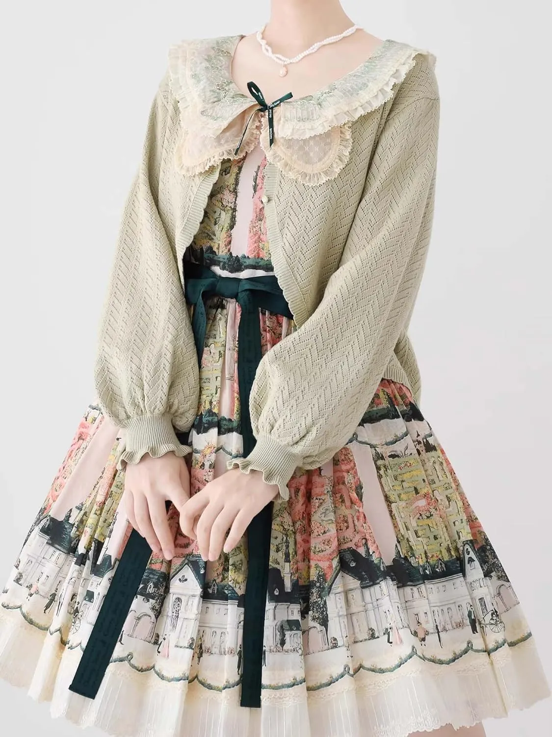 Lolita Short Cardigan Cute Loose Cable Knit Button Up Sweaters Women Teen Vintage Kawaii Open Front Crochet Shrug